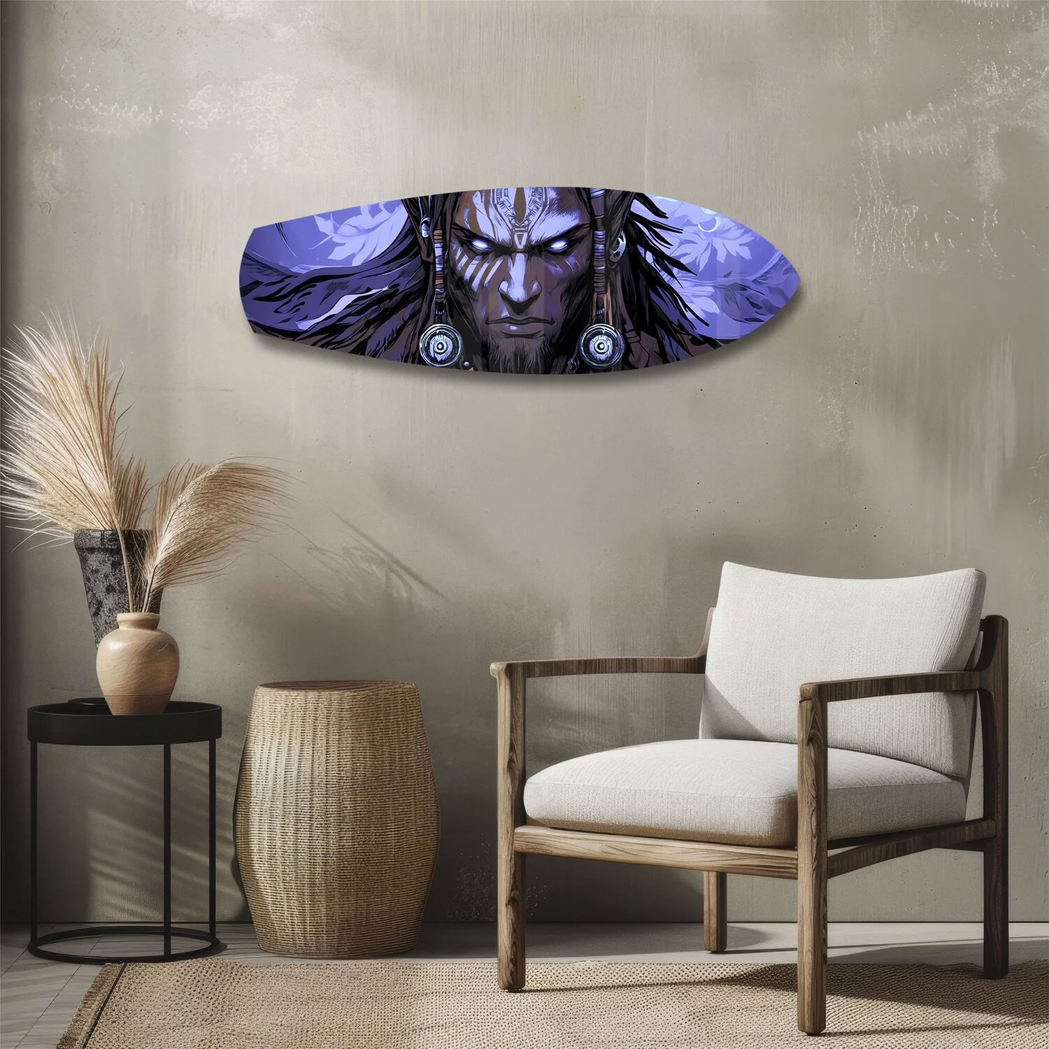 Tribal Chief Warrior Comic Glass Wall Art - Image 3
