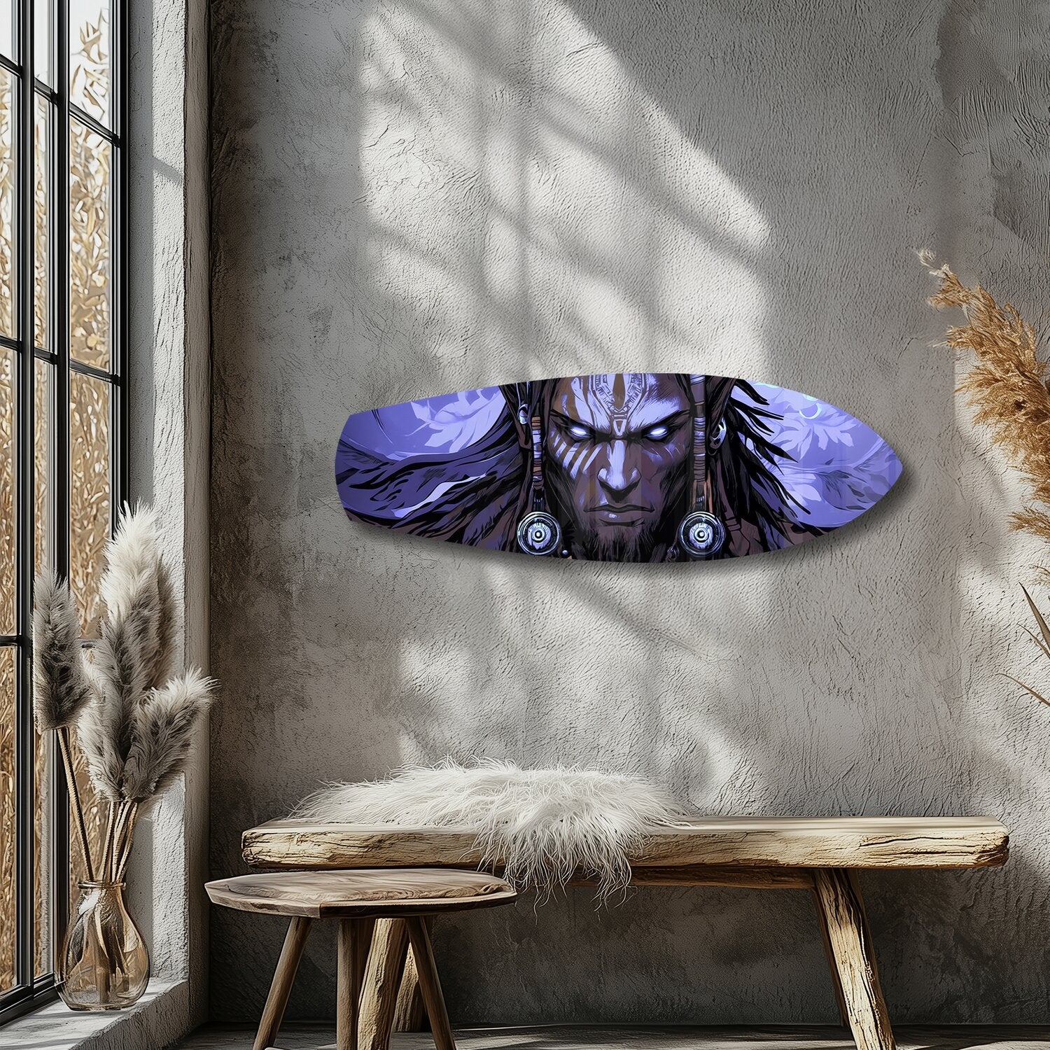 Tribal Chief Warrior Comic Glass Wall Art - Image 5