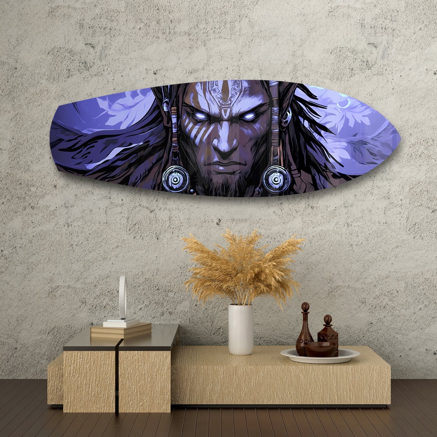 Tribal Chief Warrior Comic Glass Wall Art - Image 8