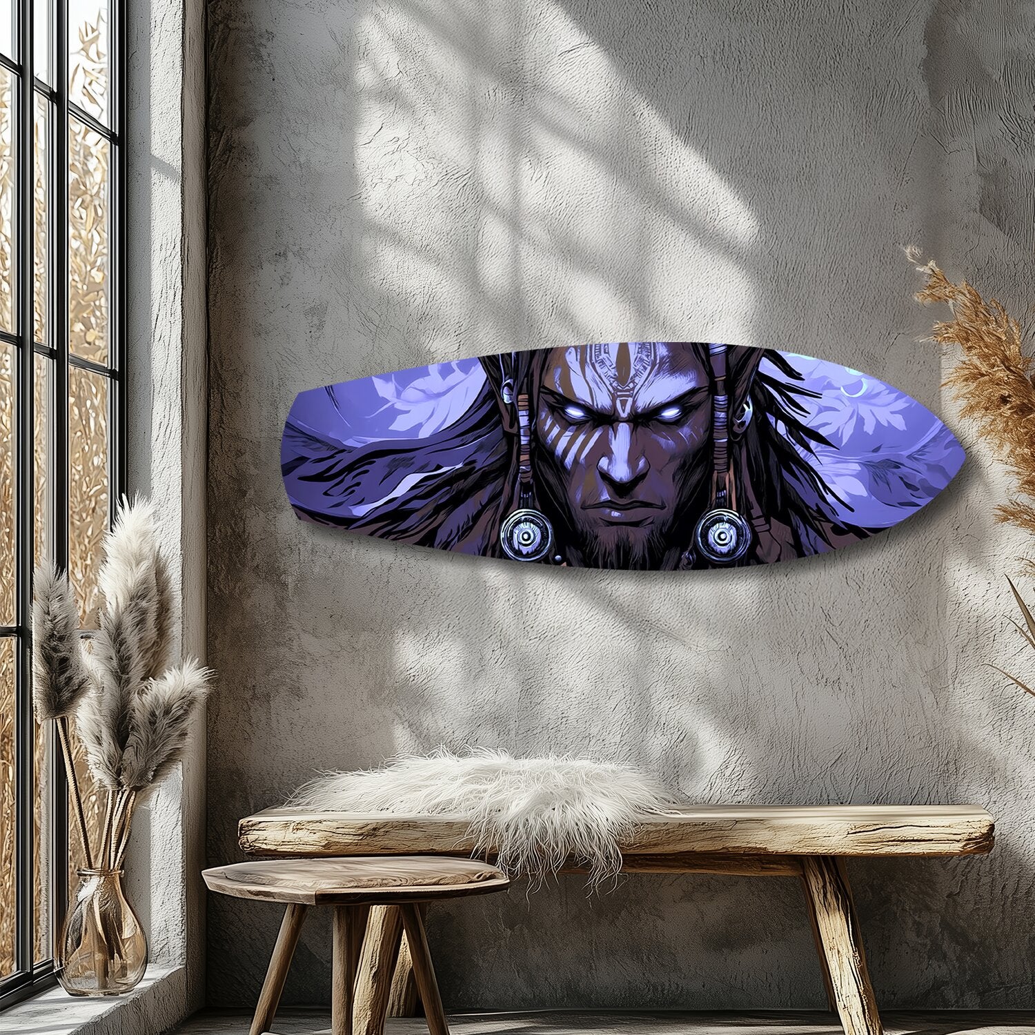 Tribal Chief Warrior Comic Glass Wall Art - Image 9