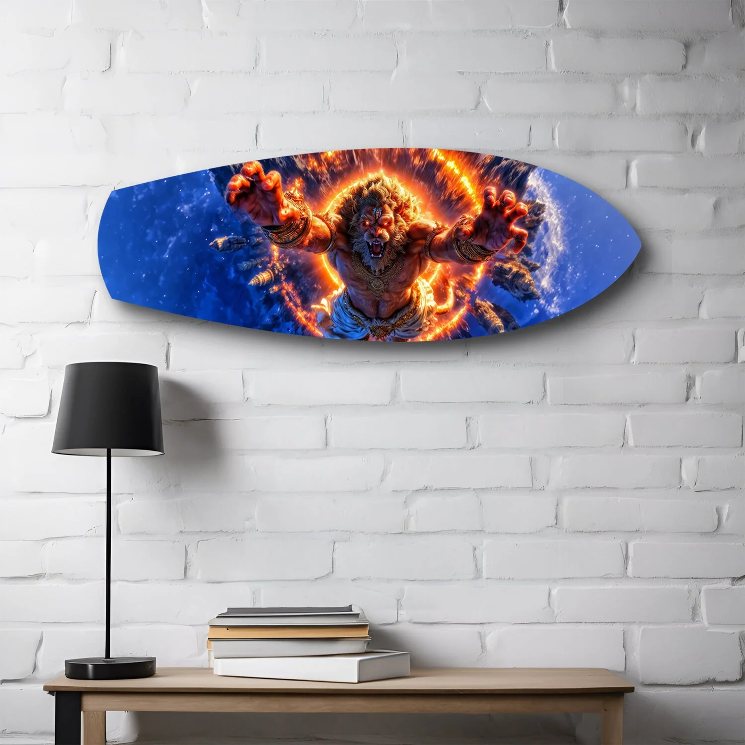 Lion God Mythology Fire Portal Glass Wall Art - Image 2