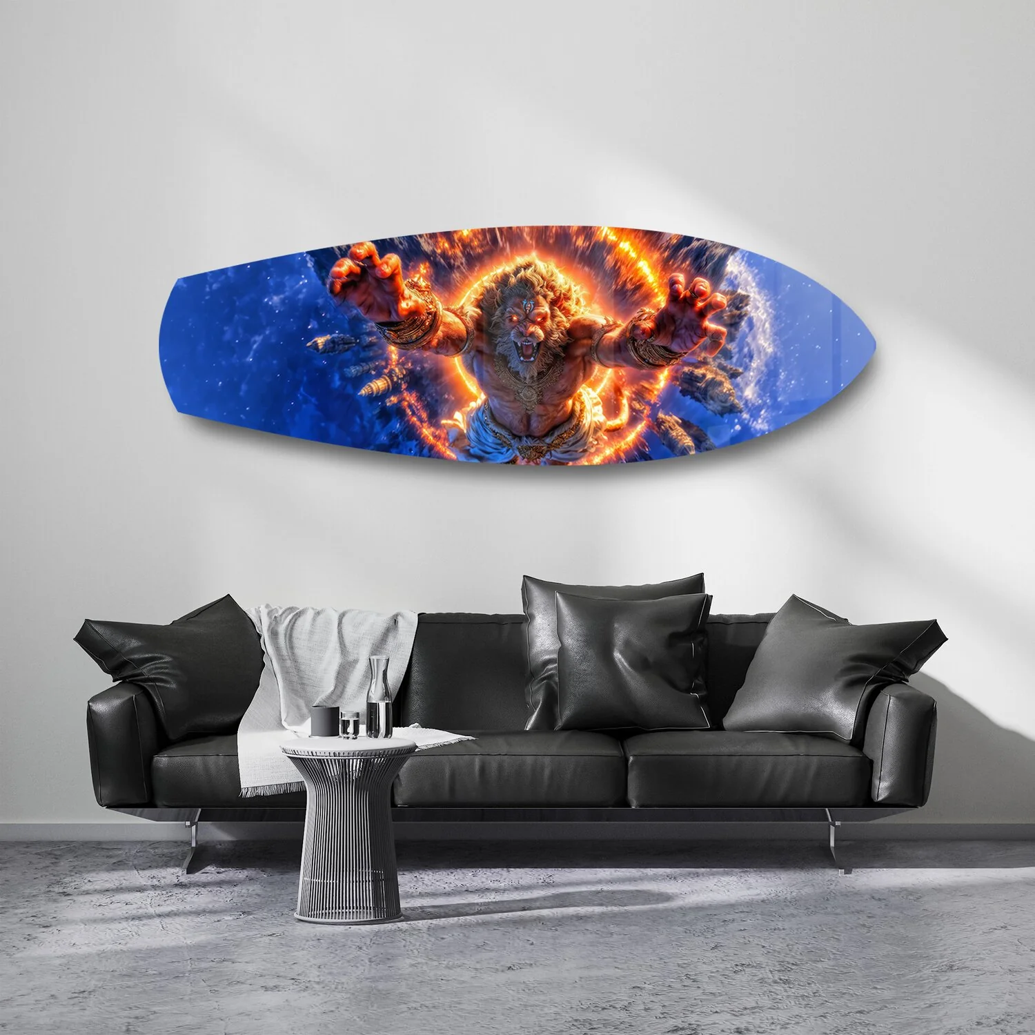 Lion God Mythology Fire Portal Glass Wall Art - Image 7
