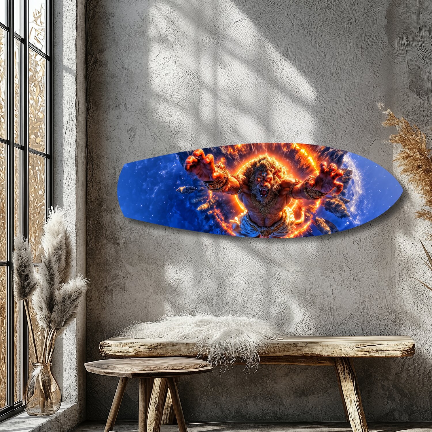 Lion God Mythology Fire Portal Glass Wall Art - Image 9