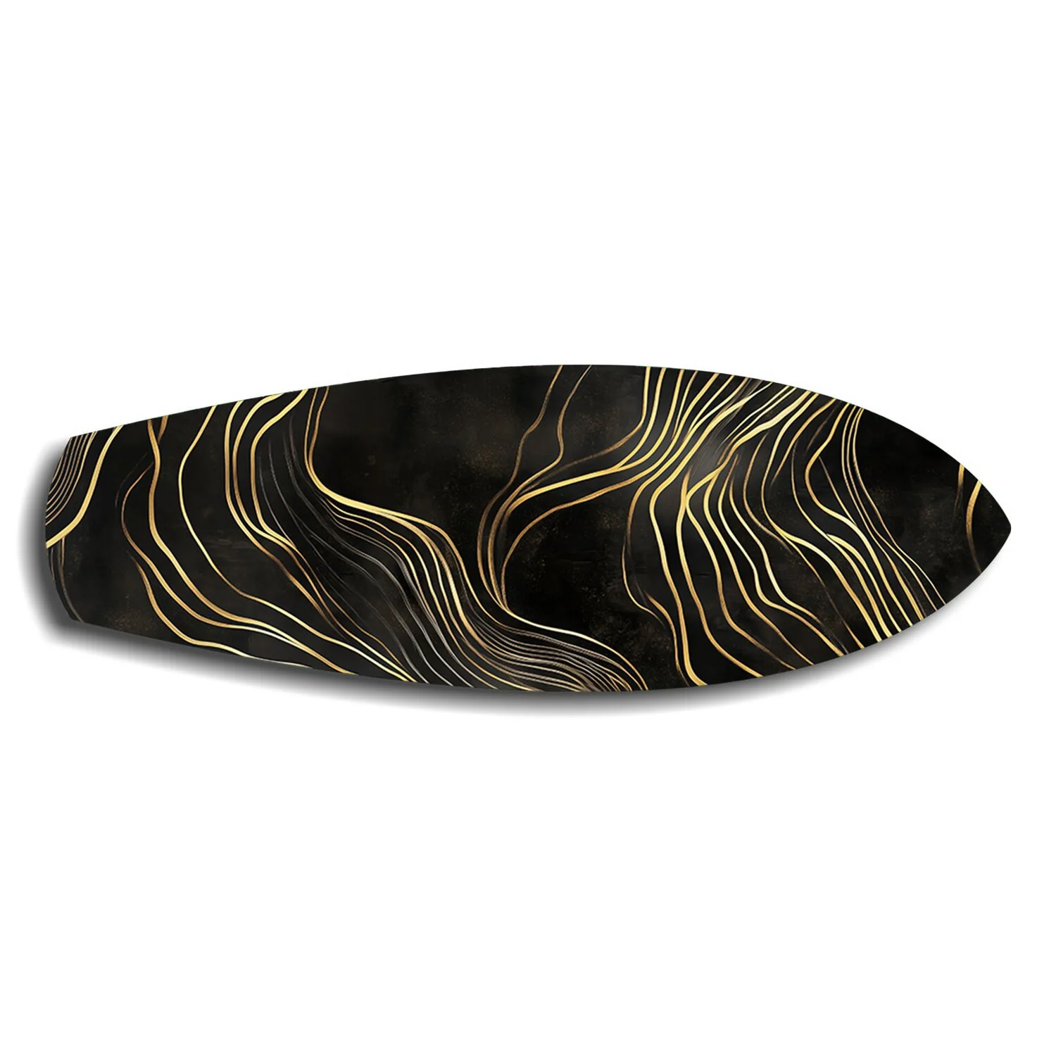 Black and Gold Abstract Waves Glass Wall Art - Image 6