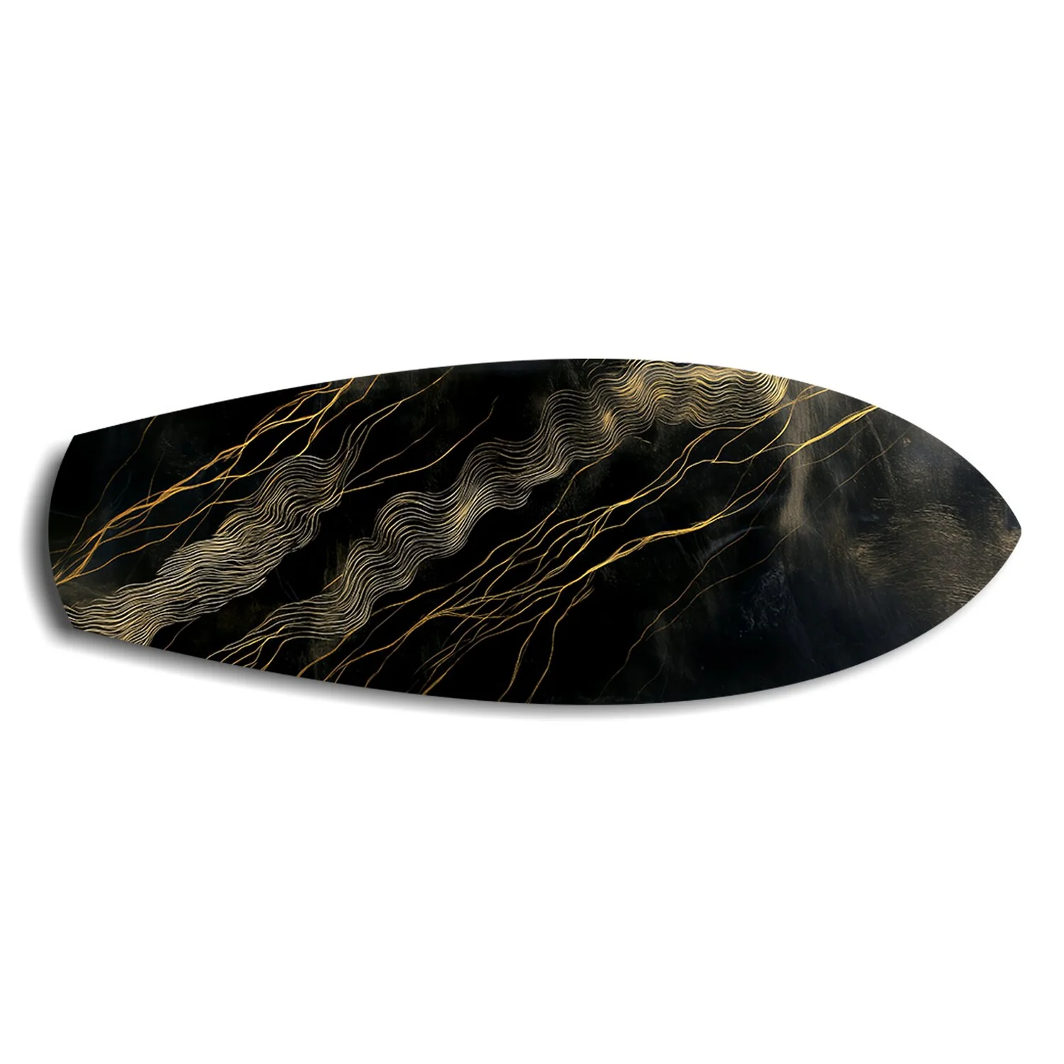 Black and Gold Topographic Lines Glass Wall Art