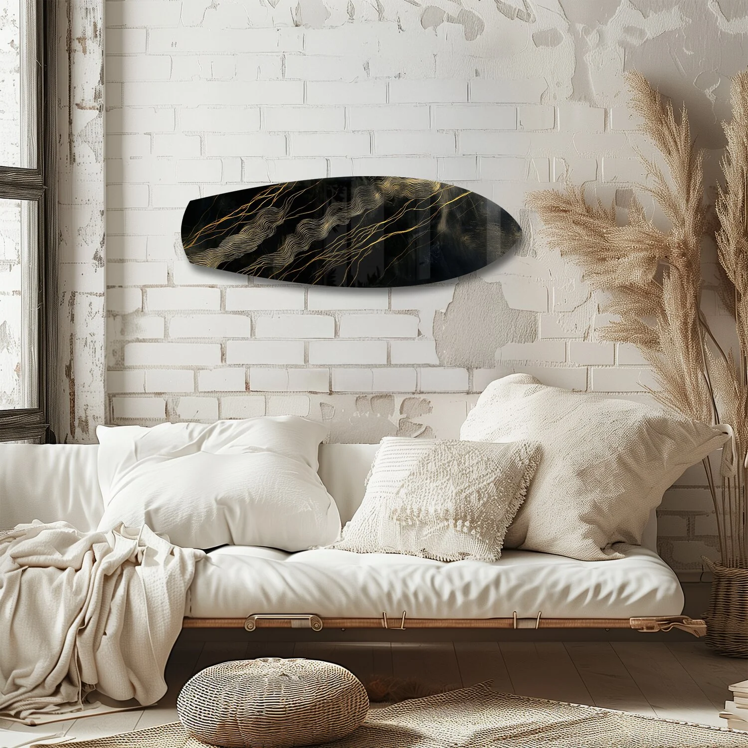 Black and Gold Topographic Lines Glass Wall Art - Image 4
