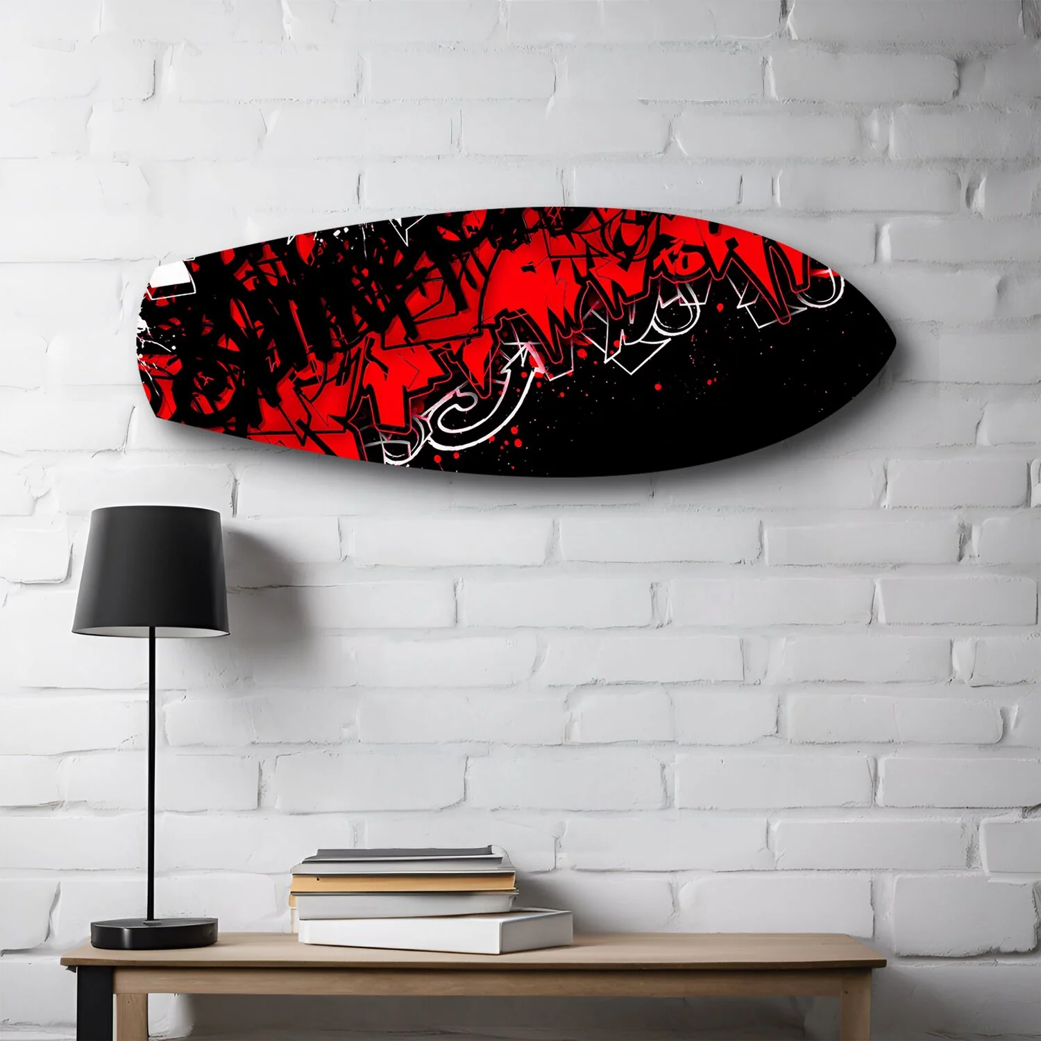 Red and Black Street Graffiti Glass Wall Art - Image 2