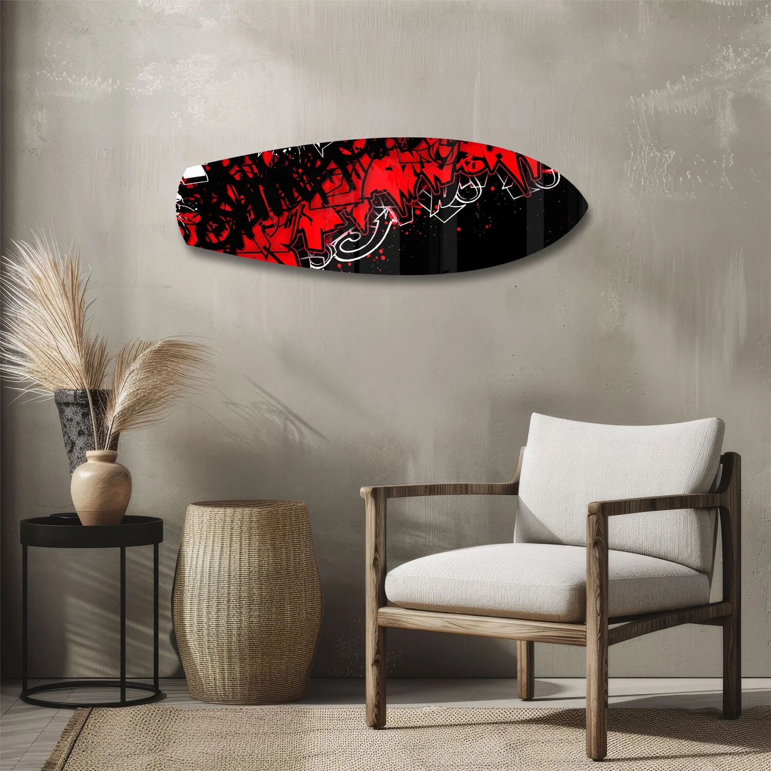 Red and Black Street Graffiti Glass Wall Art - Image 3