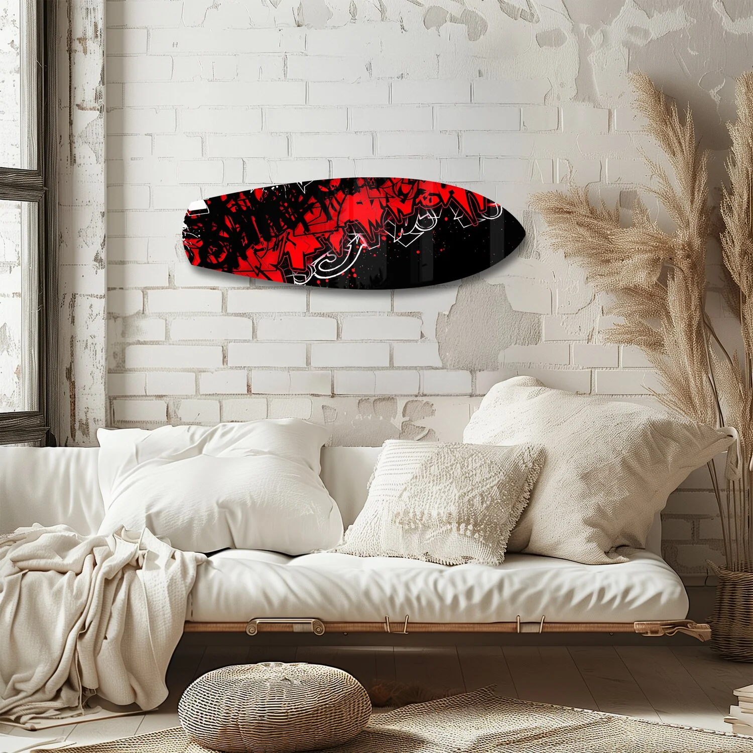 Red and Black Street Graffiti Glass Wall Art - Image 4
