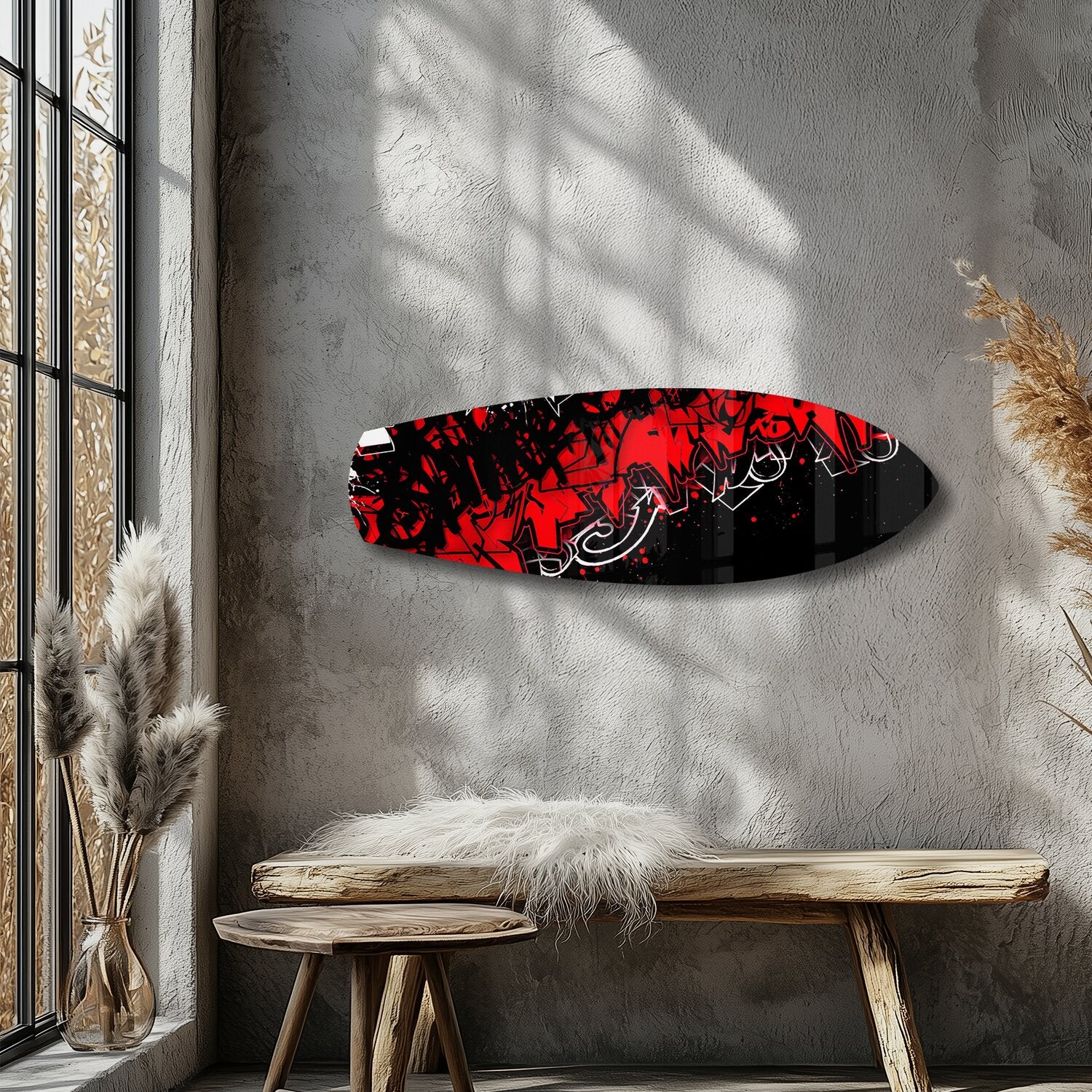 Red and Black Street Graffiti Glass Wall Art - Image 5