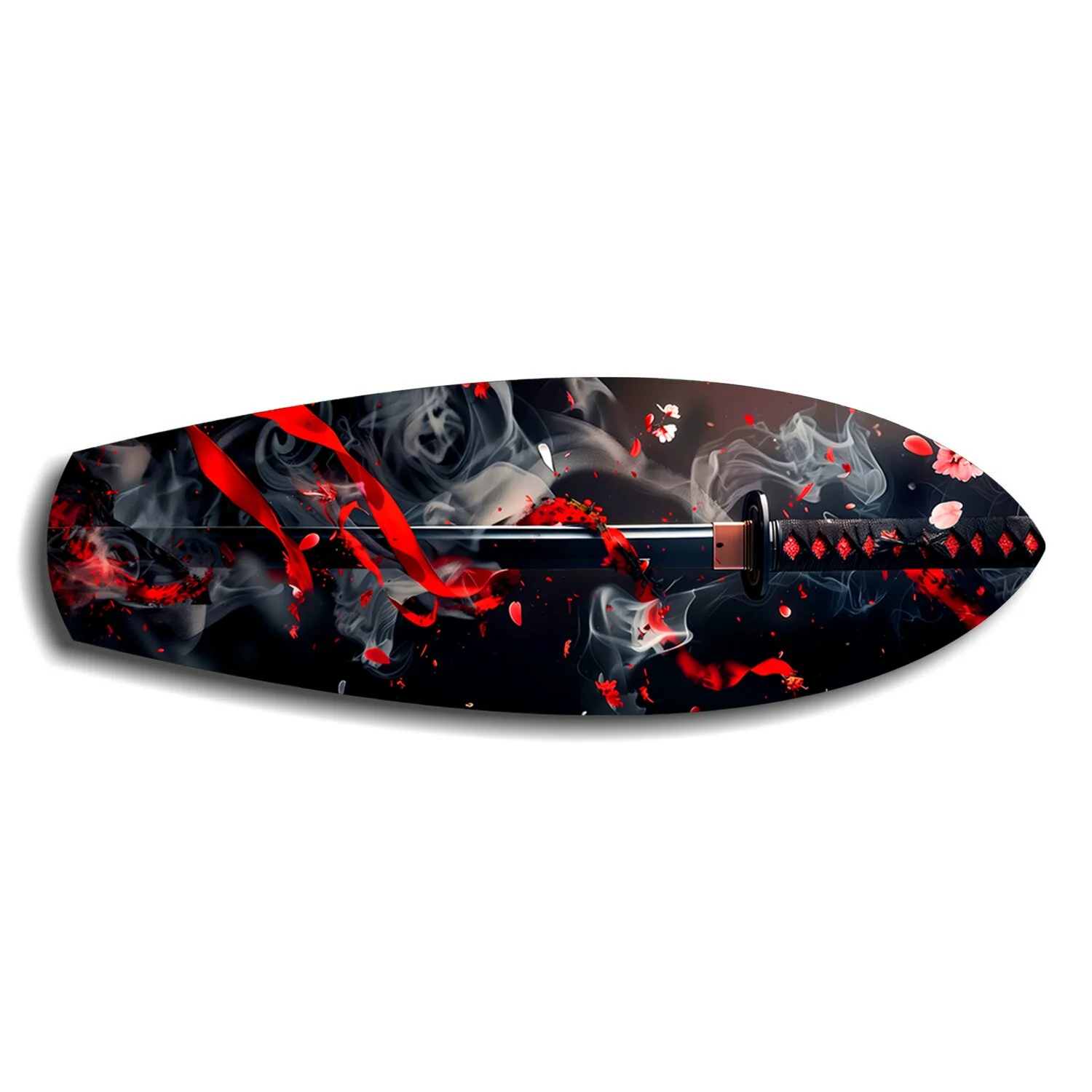 Samurai Katana with Cherry Blossoms Glass Wall Art - Image 6