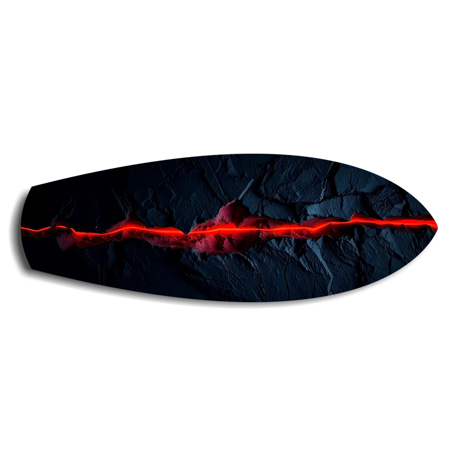 Glowing Lava Crack on Black Stone Glass Wall Art