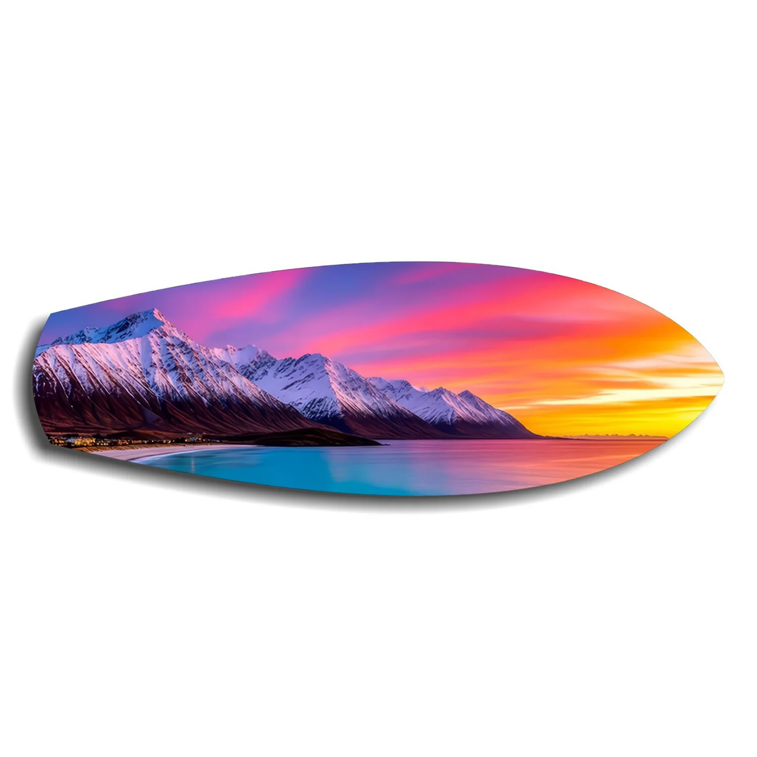 Snowy Mountains Pastel Sunset Glass Wall Art - Image 6