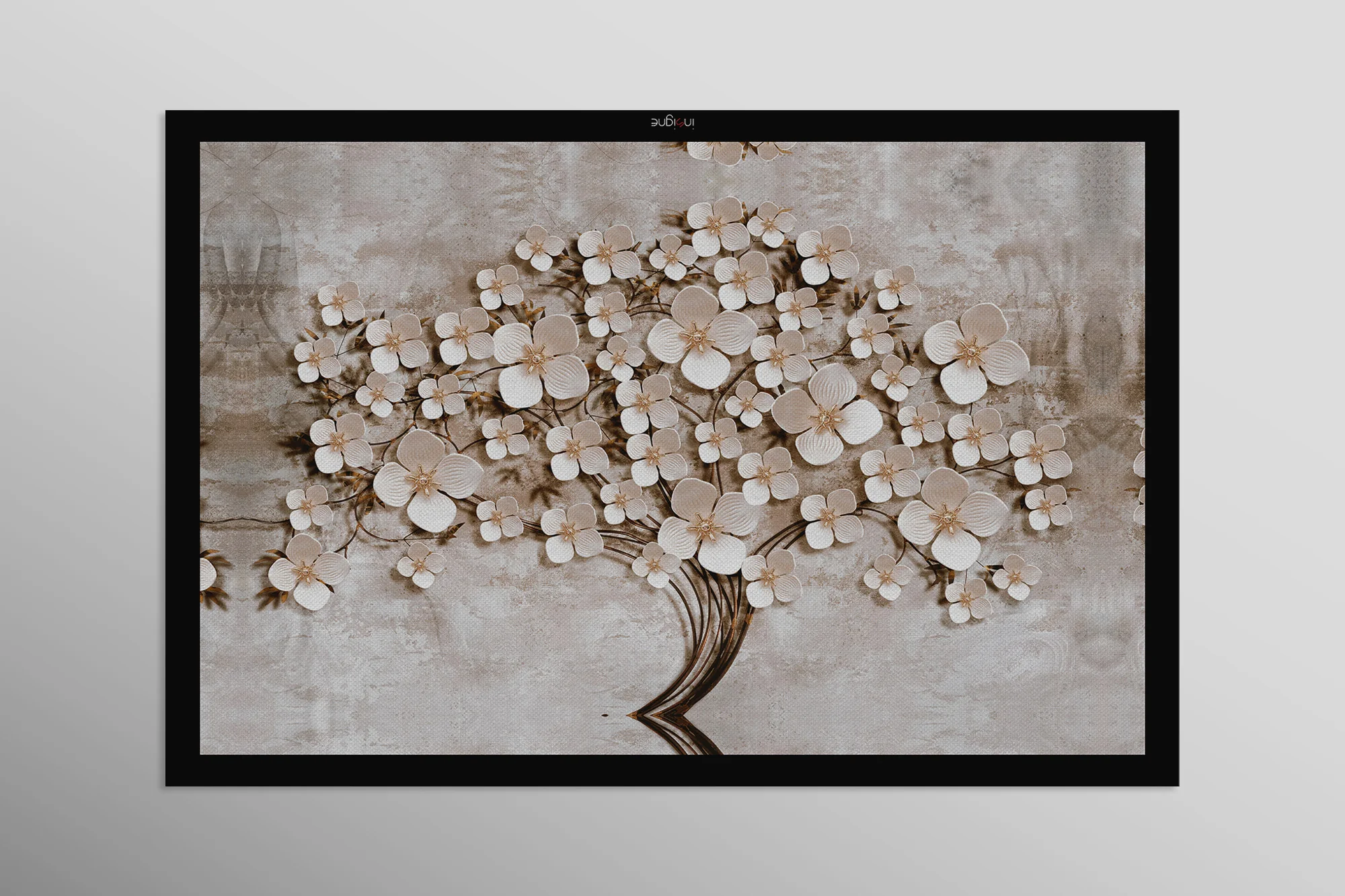 Ivory Floral Symphony — 3D Haptic Embossed High-Gloss Luxury Wall Art - Image 11