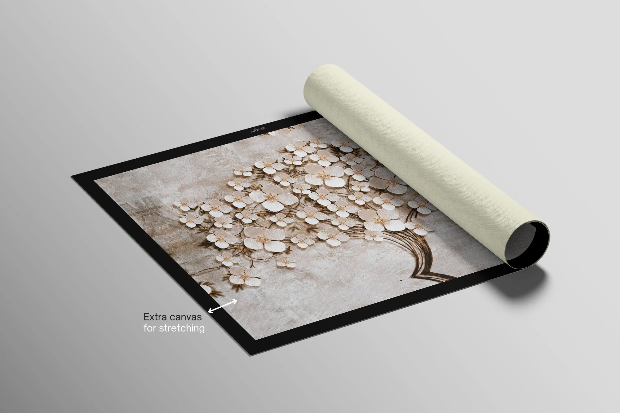 Ivory Floral Symphony — 3D Haptic Embossed High-Gloss Luxury Wall Art - Image 8