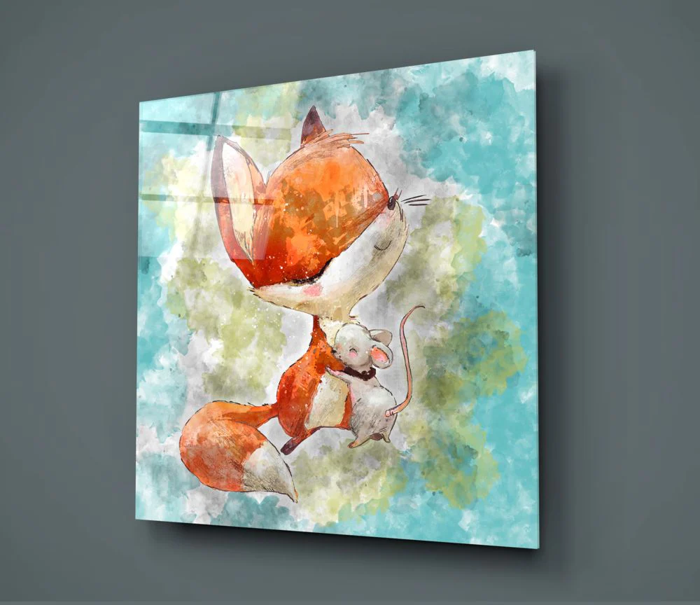Fox And Mouse Glass Wall Art - Image 2