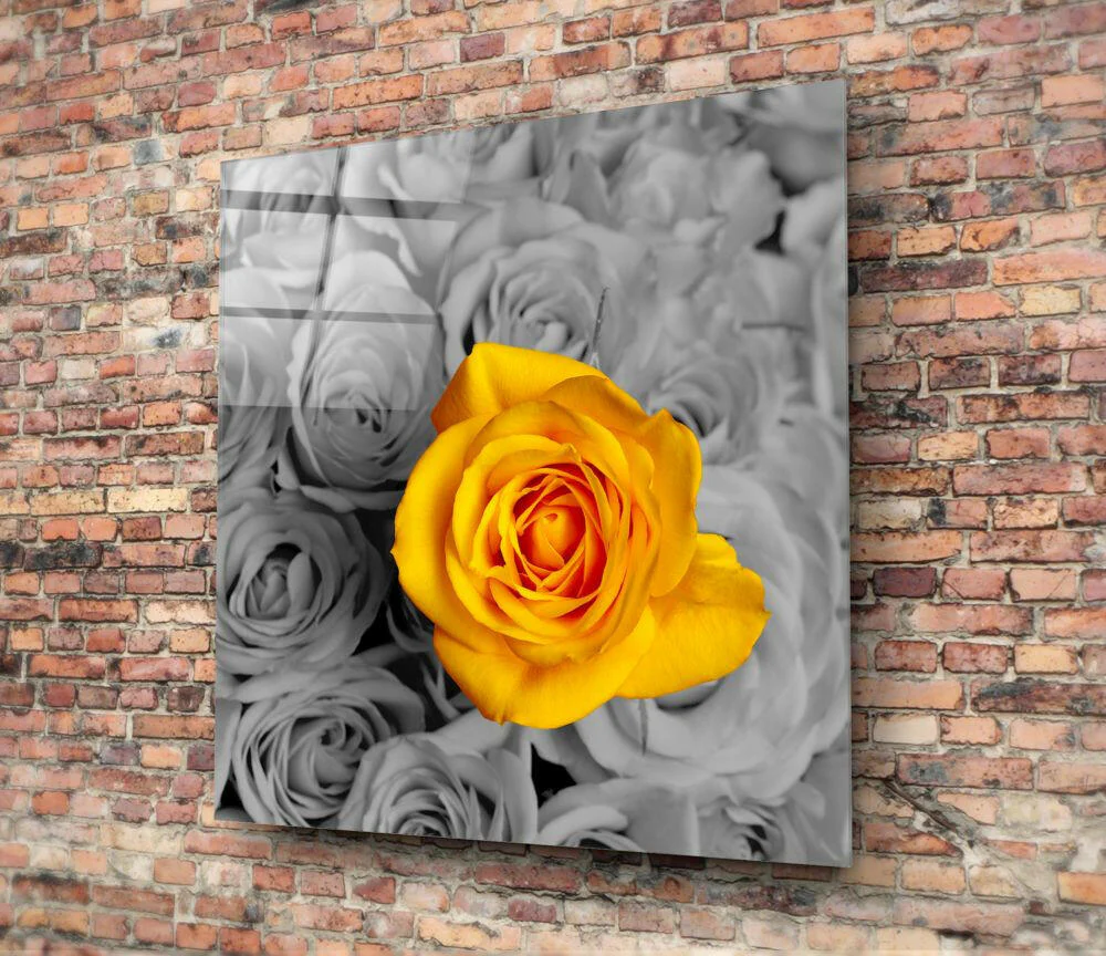 Yellow Rose Glass Wall Art - Image 3