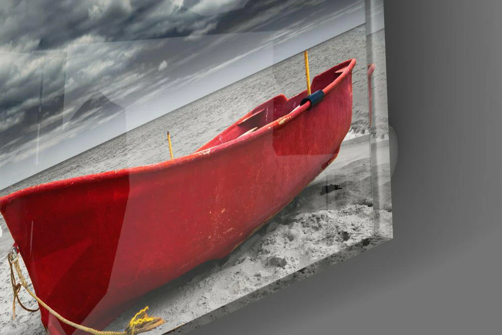 Red Kayak Glass Wall Art - Image 4