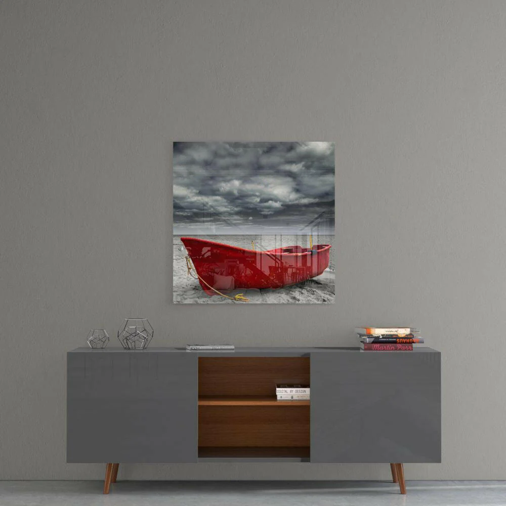 Red Kayak Glass Wall Art - Image 5