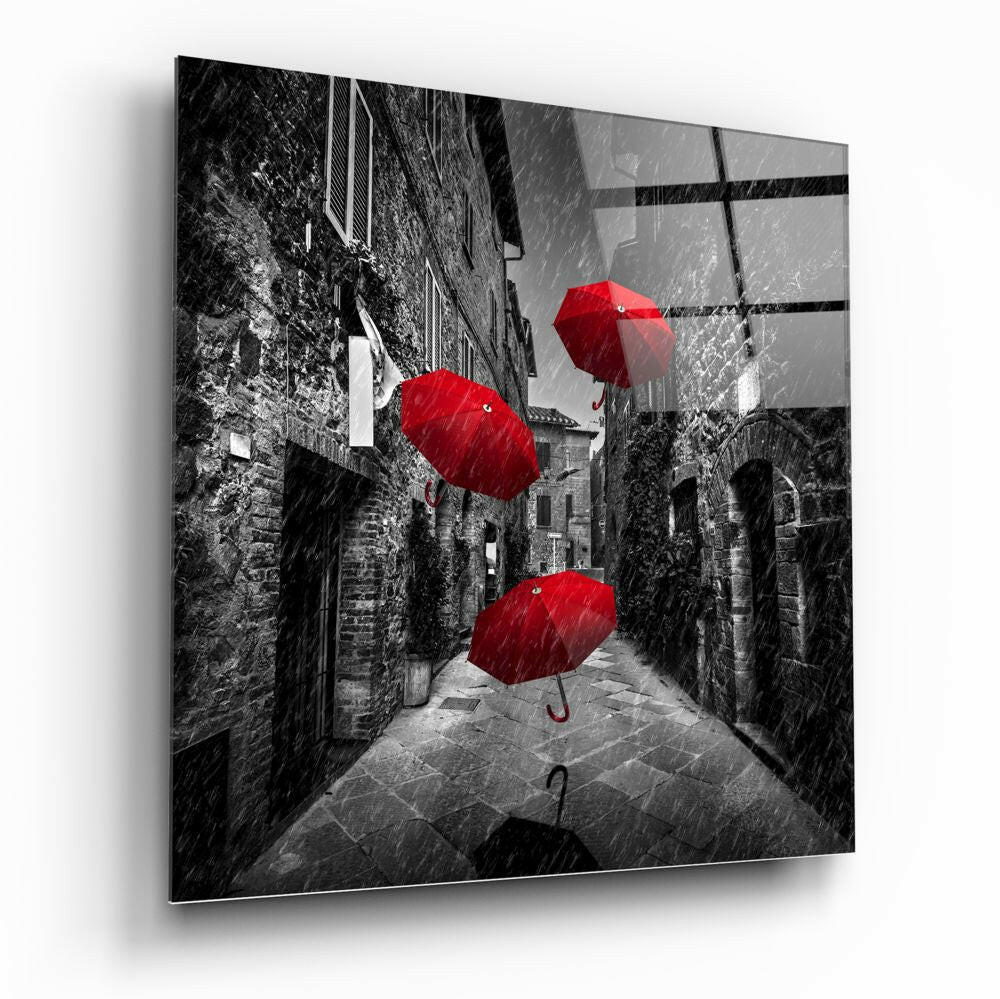 Red Umbrella Glass Wall Art - Image 2