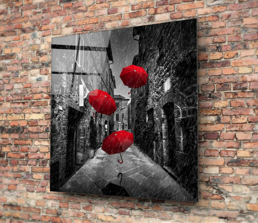 Red Umbrella Glass Wall Art - Image 3