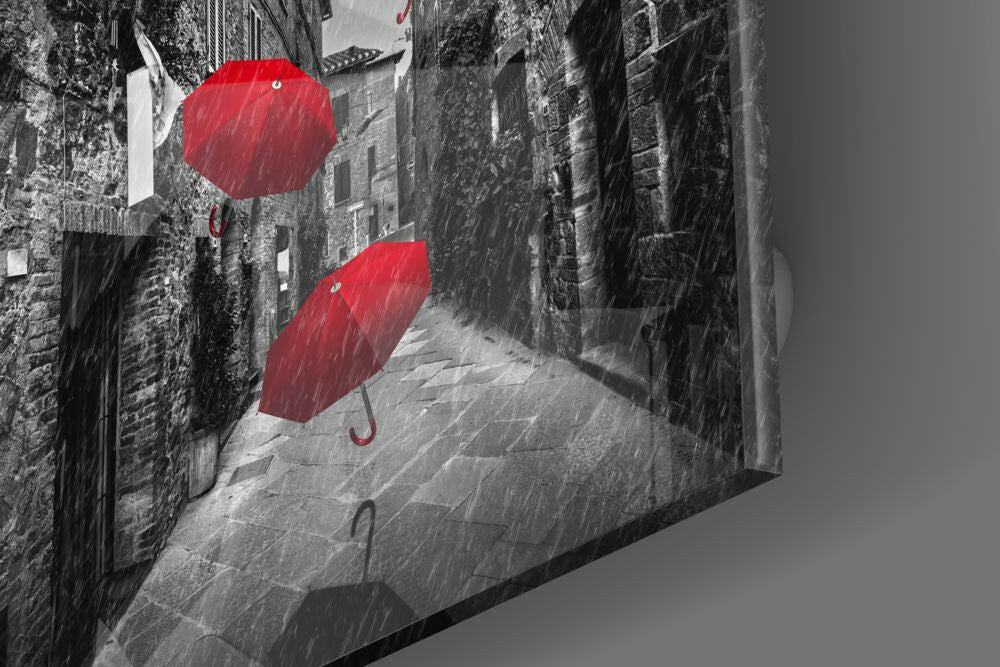 Red Umbrella Glass Wall Art - Image 4