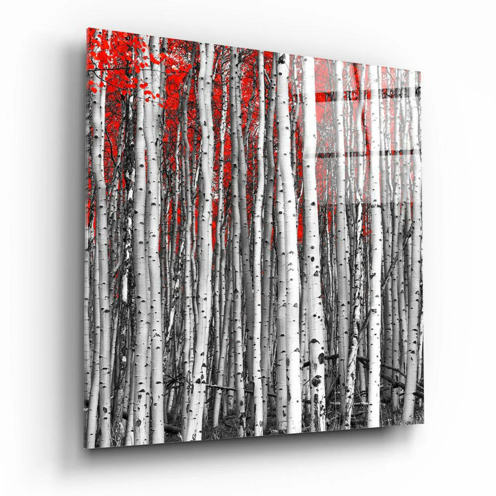 Red Forest Glass Wall Art - Image 2
