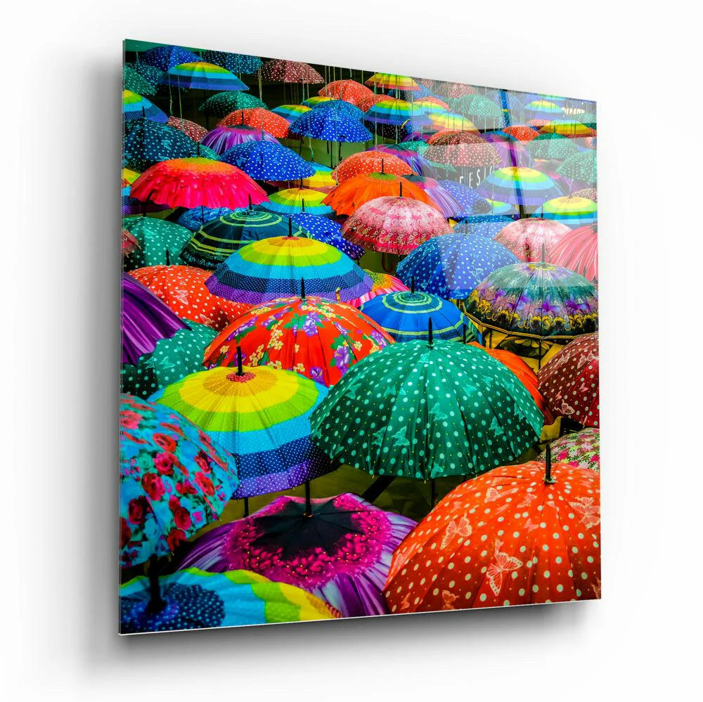 Colorful Umbrellas Glass Wall Art - Image 2