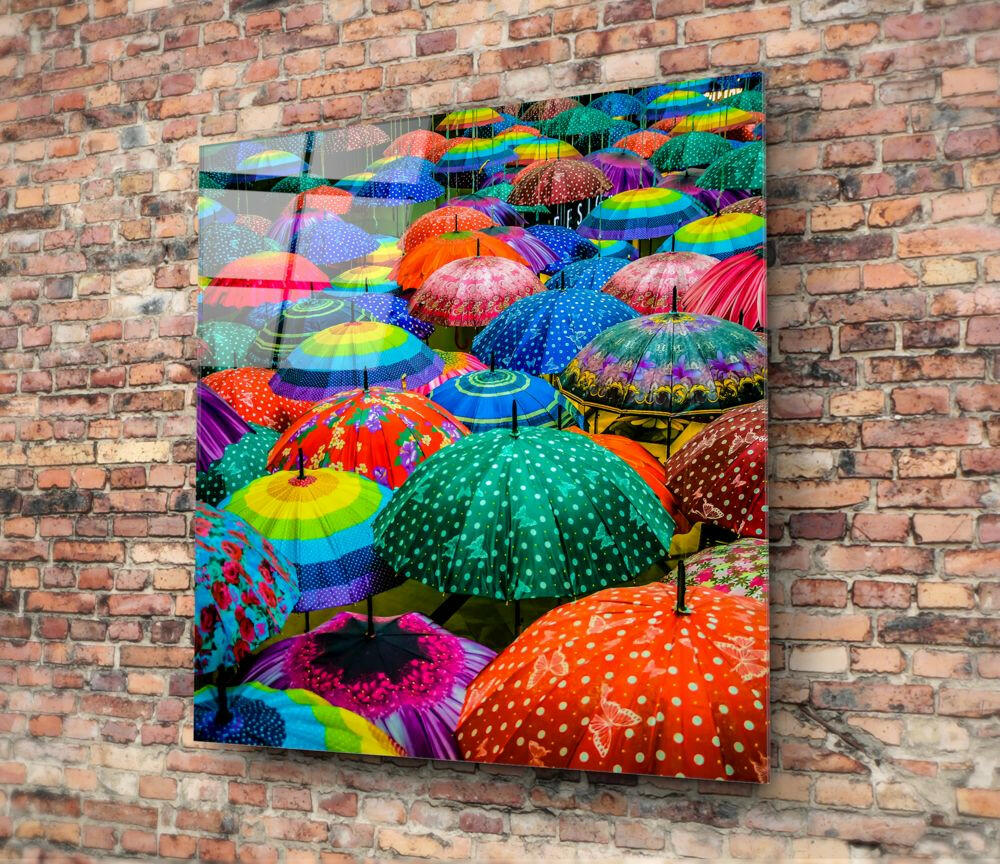 Colorful Umbrellas Glass Wall Art - Image 3
