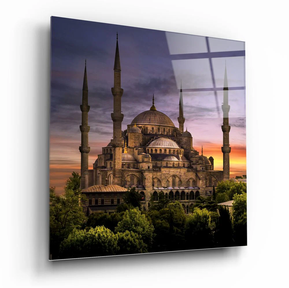Blue Mosque Glass Wall Art - Image 2
