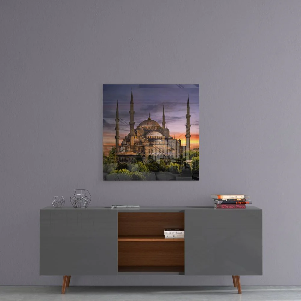 Blue Mosque Glass Wall Art - Image 5