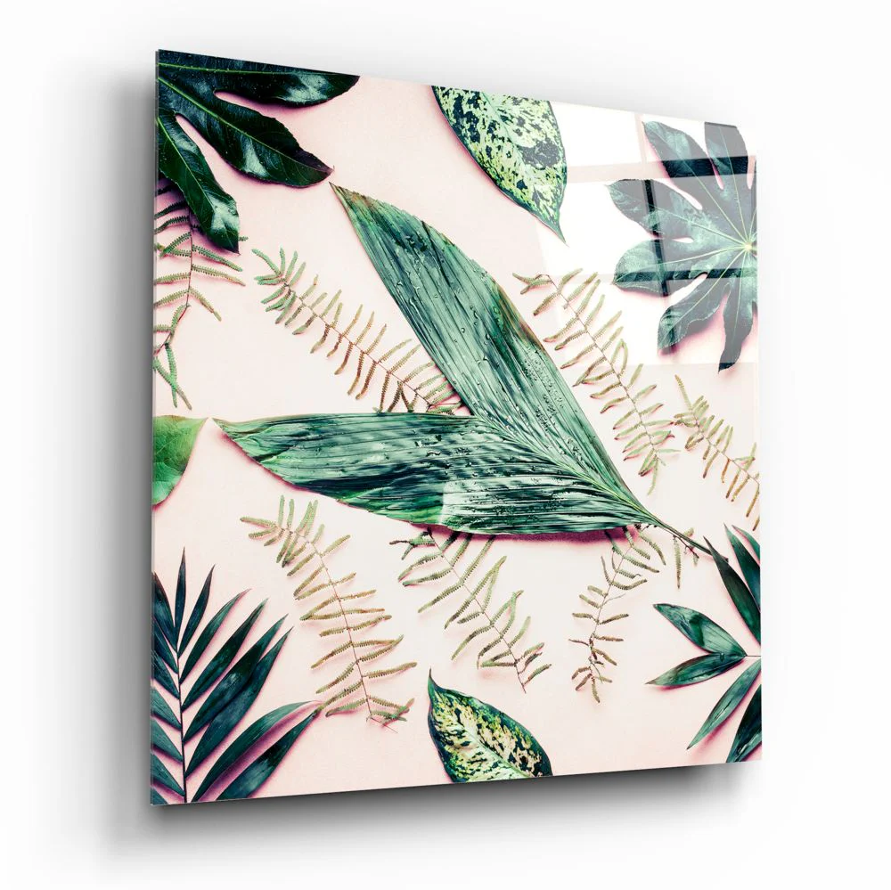 Tropical Leaves Glass Wall Art - Image 2