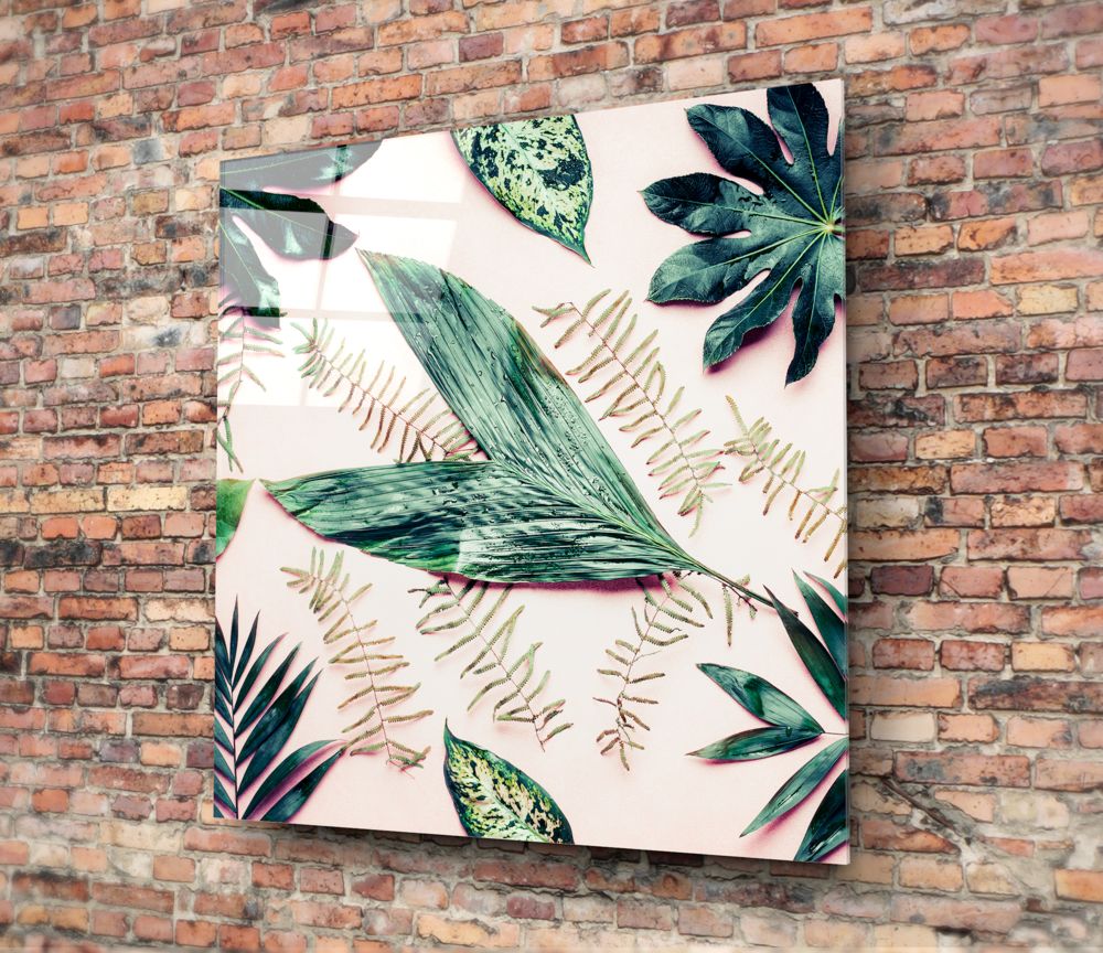 Tropical Leaves Glass Wall Art - Image 4