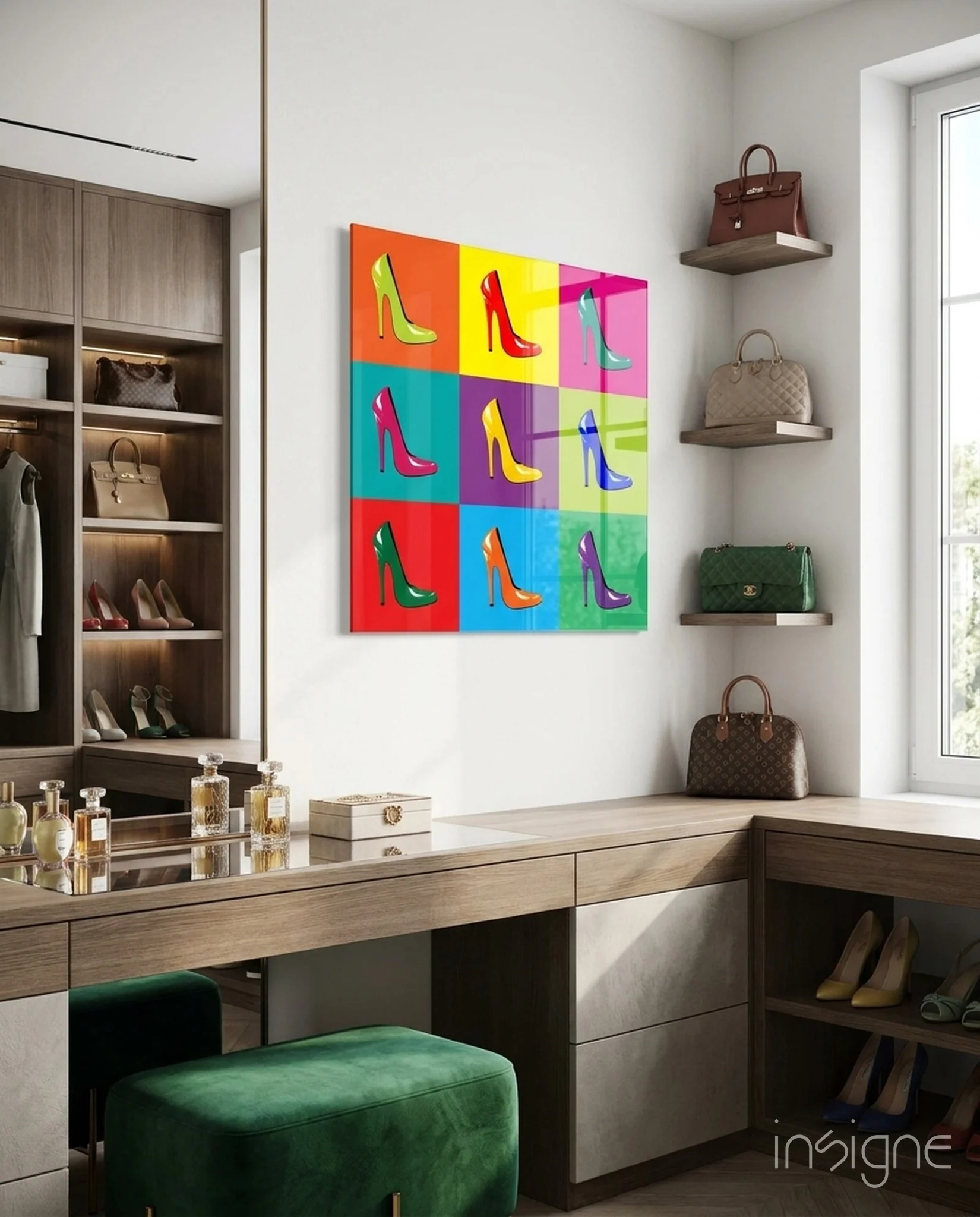 Colored Shoes Glass Wall Art