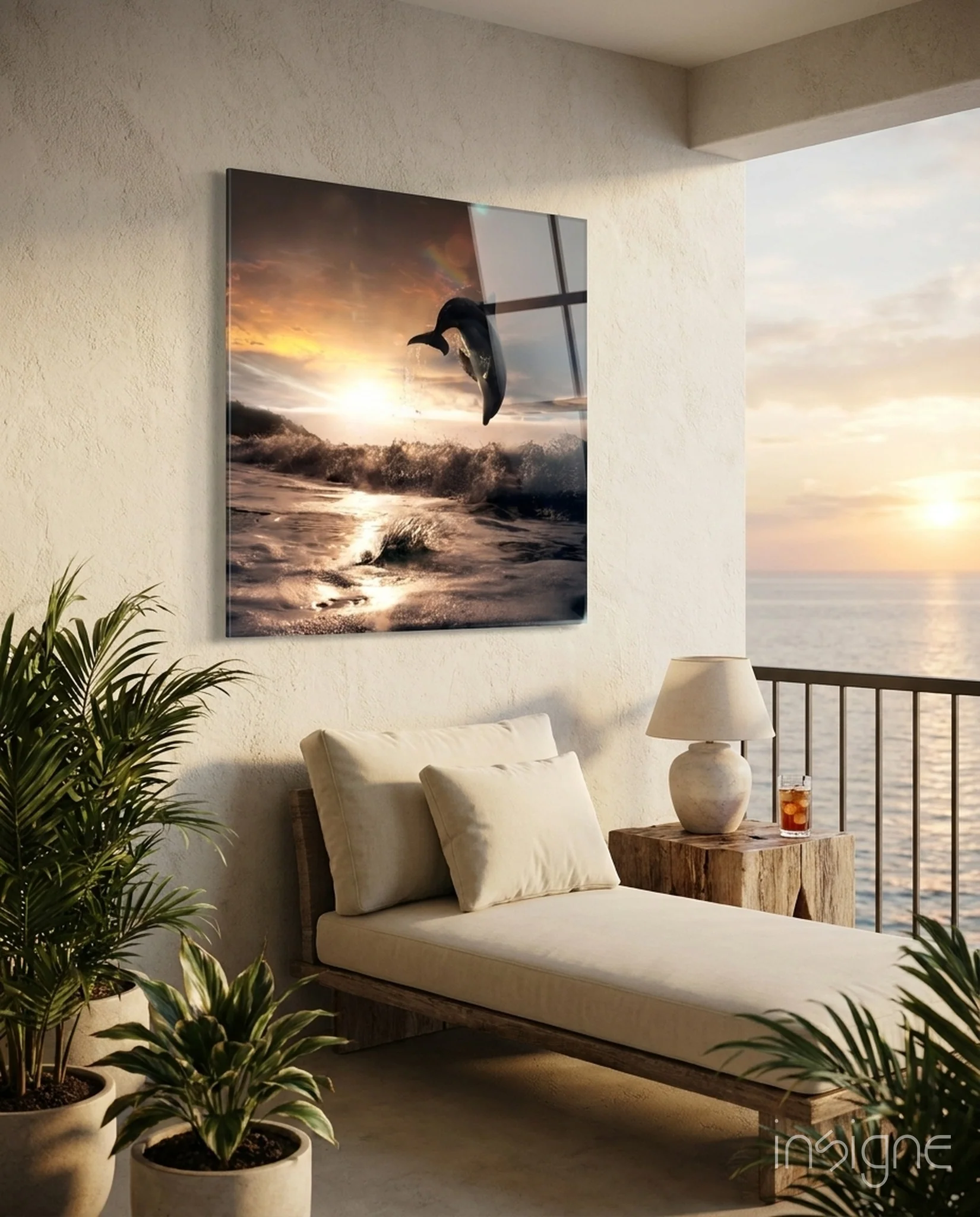 Dolphin Glass Wall Art