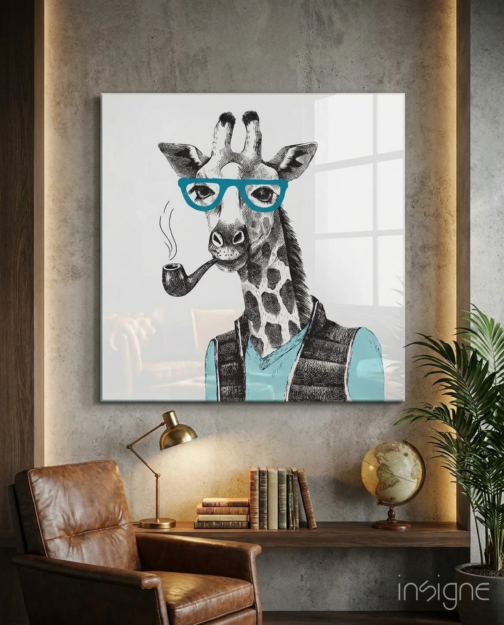 Mr. Giraffe Glass Wall Art