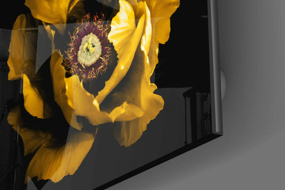 Floral Yellow Glass Wall Art - Image 3