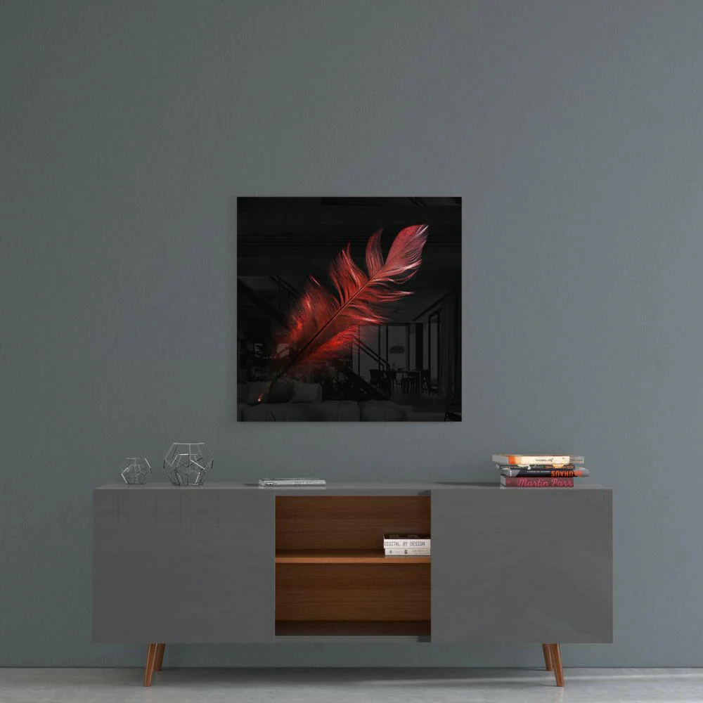 Colored Feather Glass Wall Art - Image 4