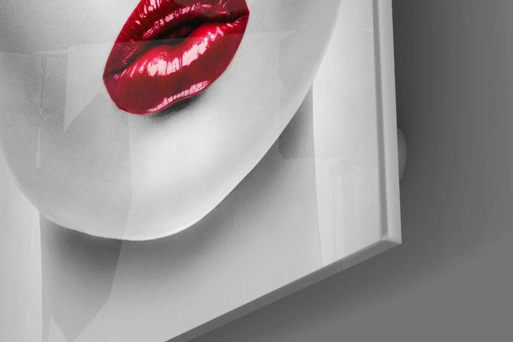 Red Lipstick Woman Glass Wall Art - Image 3