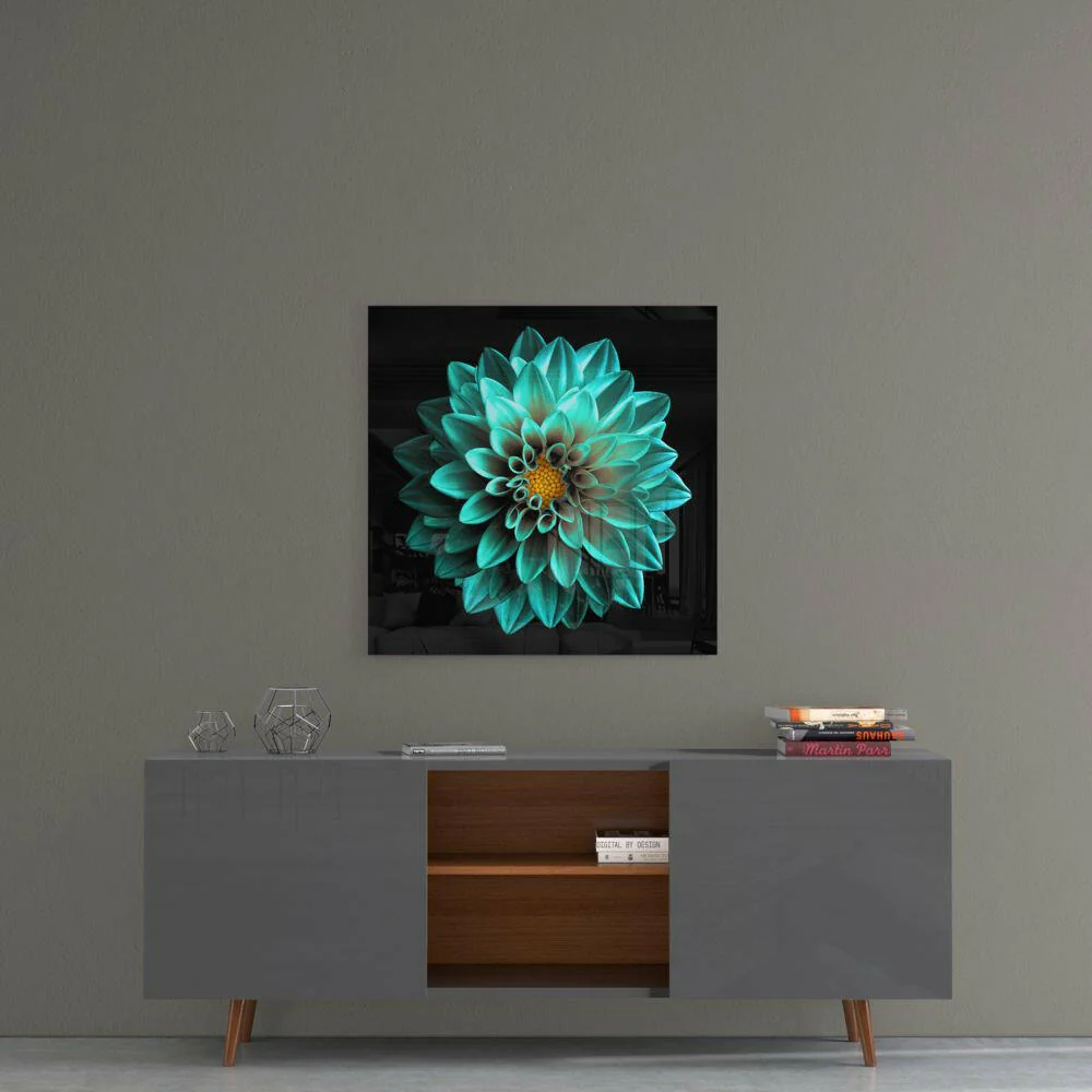 Green Flower Glass Wall Art - Image 4