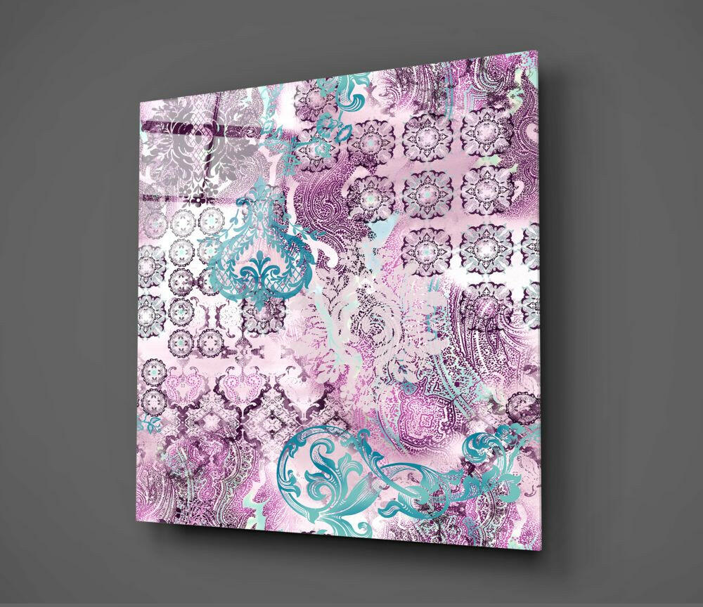 Purple Damask Glass Wall Art - Image 2