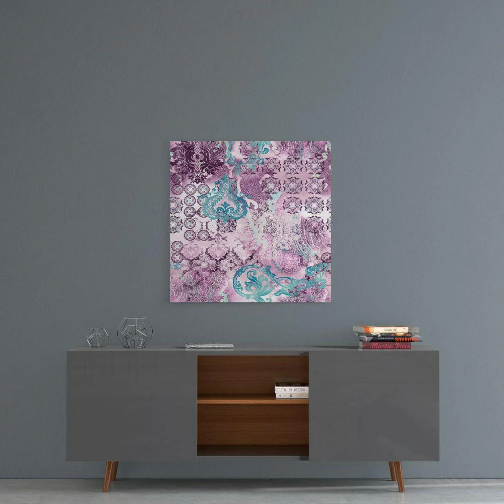 Purple Damask Glass Wall Art - Image 4