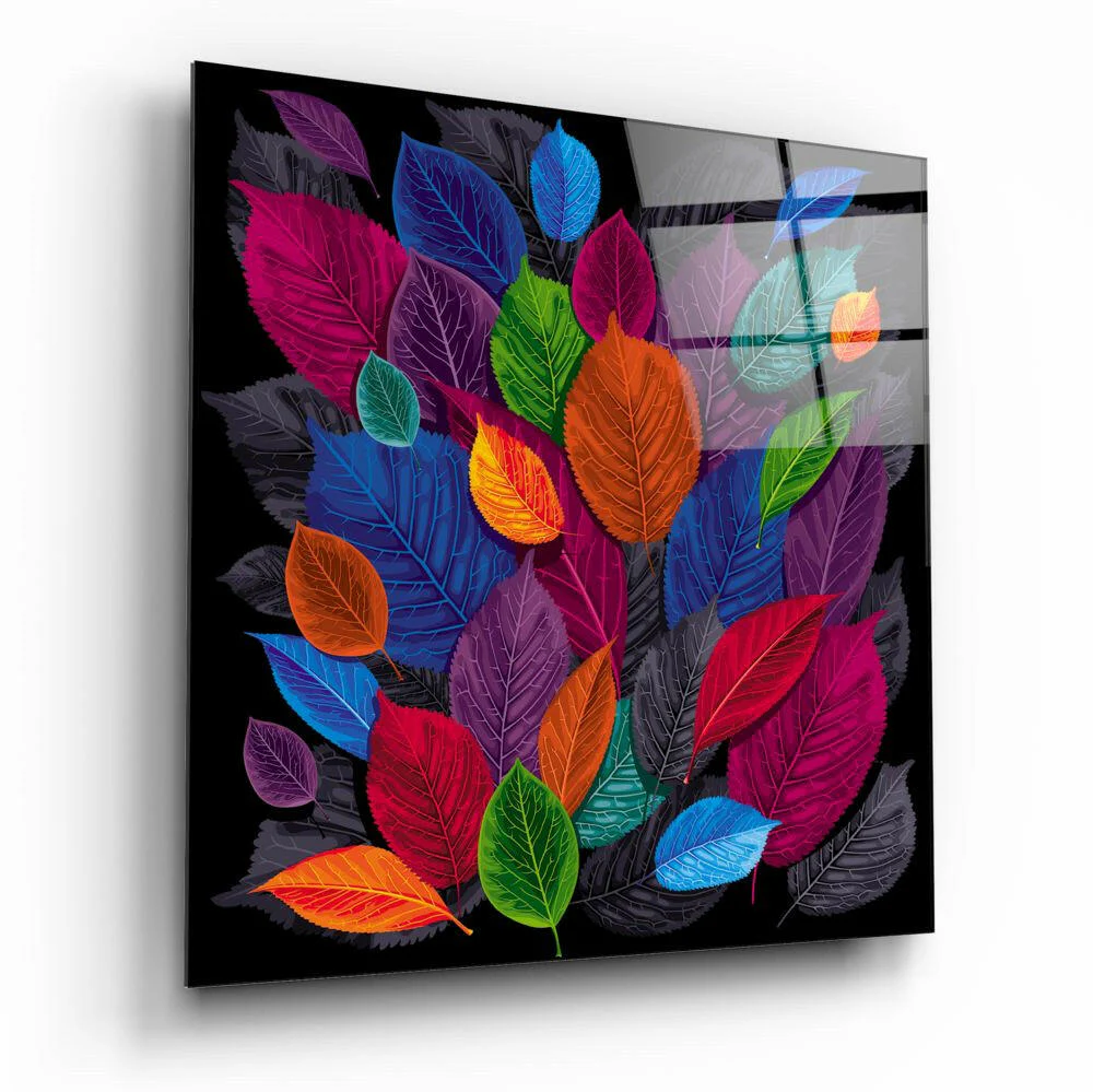 Colorful Leaves Glass Wall Art