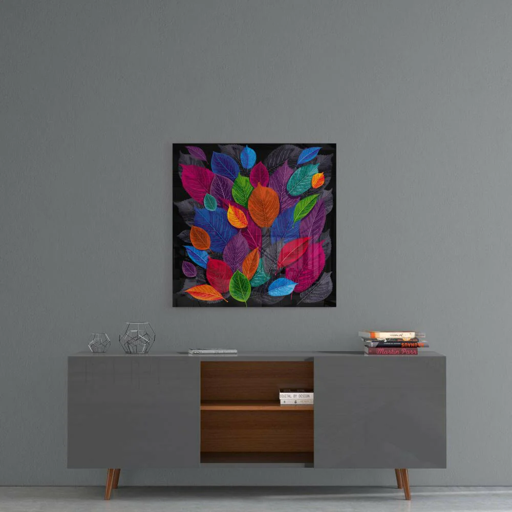 Colorful Leaves Glass Wall Art - Image 4