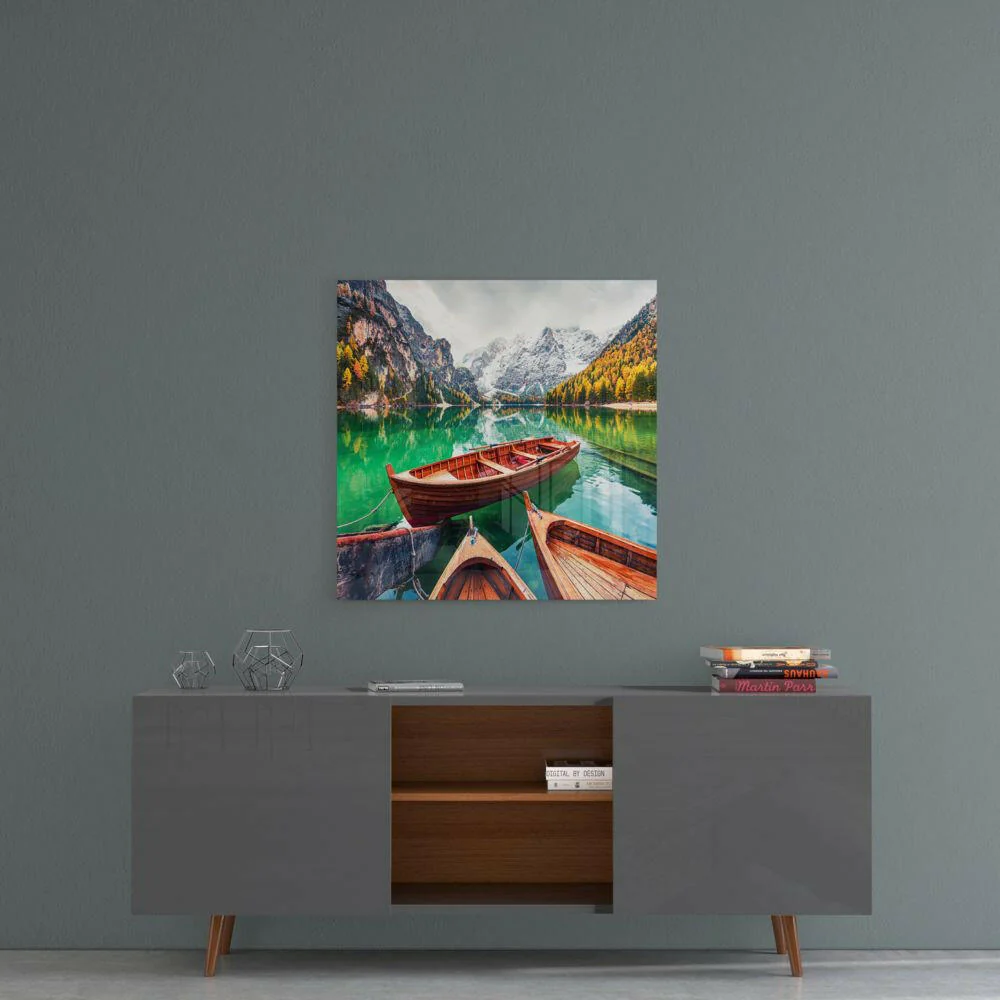 Lake and Mountain Landscape Glass Wall Art - Image 4