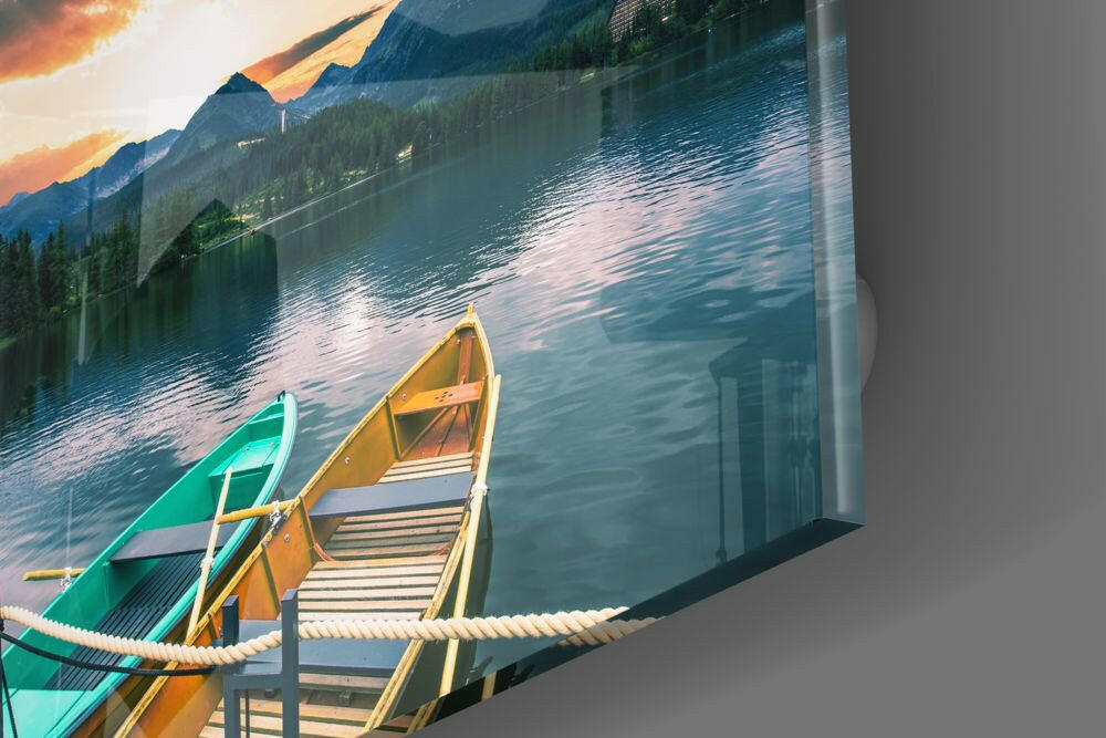 Lake and Mountain Landscape Glass Wall Art - Image 3