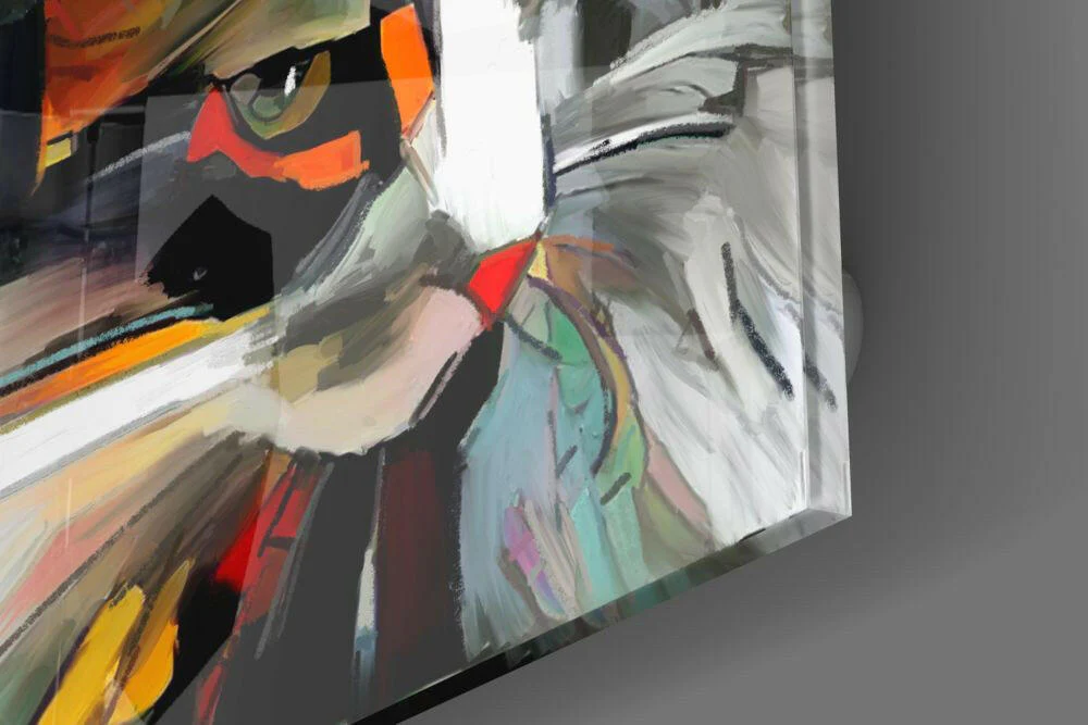 Abstract Cat Glass Wall Art - Image 3