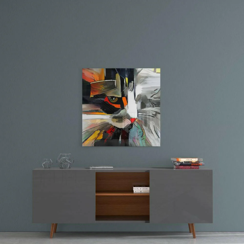 Abstract Cat Glass Wall Art - Image 4