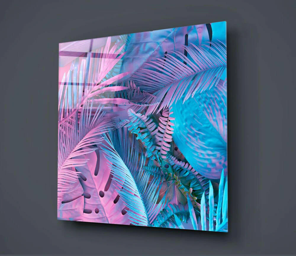 Tropical Leaves Glass Wall Art - Image 2
