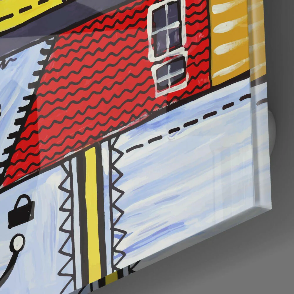 Abstract Houses Glass Wall Art - Image 3
